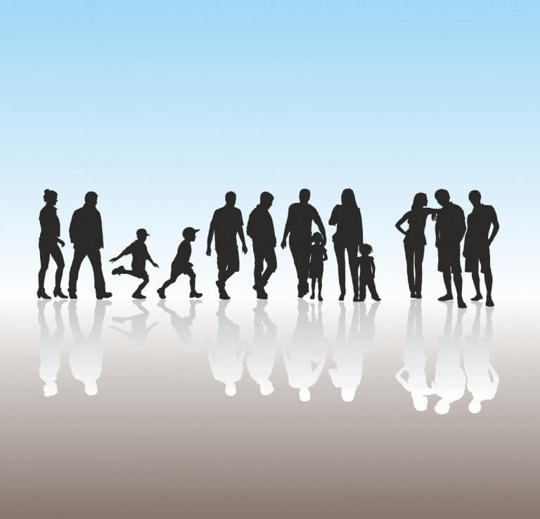 group of people and their reflection graphic