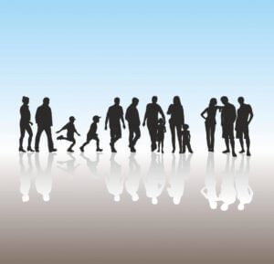 group of people and their reflection graphic