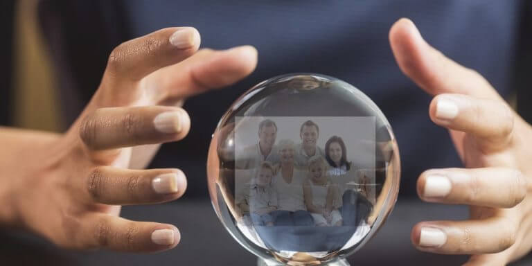 picture of family in glass globe