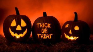 silhouette of jackolanterns with Trick or Treat