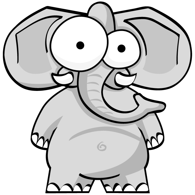 Illustration of alarmed elephant