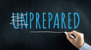 unprepared illustration with the "un" crossed out and the "prepared" underlined by a hand