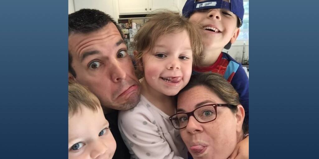 Snyder family goofing off making faces