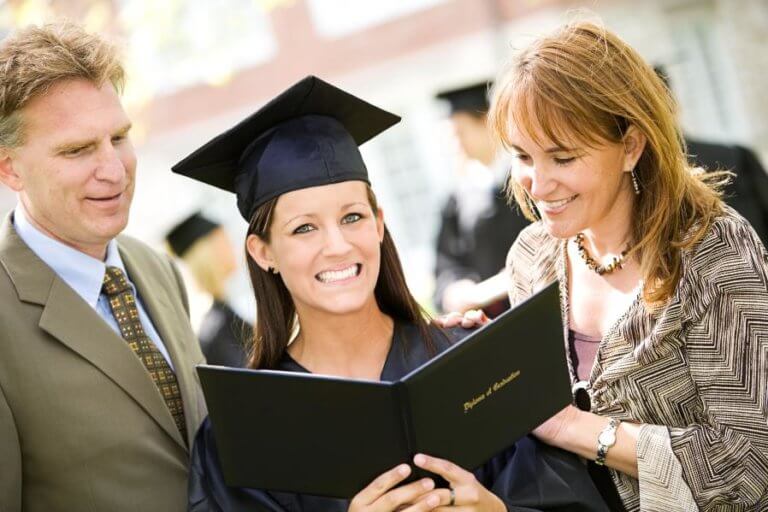 Adult Graduate with parents