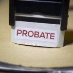 Probate stamp on a big folder of paperwork