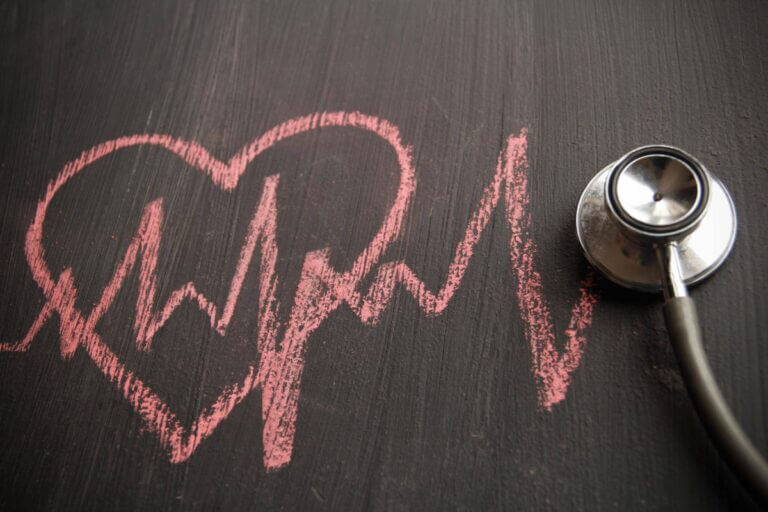 Stethoscope with drawing of heart shape