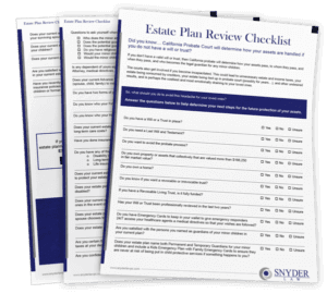 Estate planning checklist sheets stacked on each other