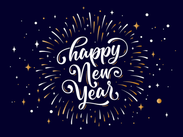 Illustration with Lettering text for Happy New Year