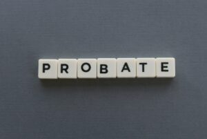 Probate word made of square letter word on grey background