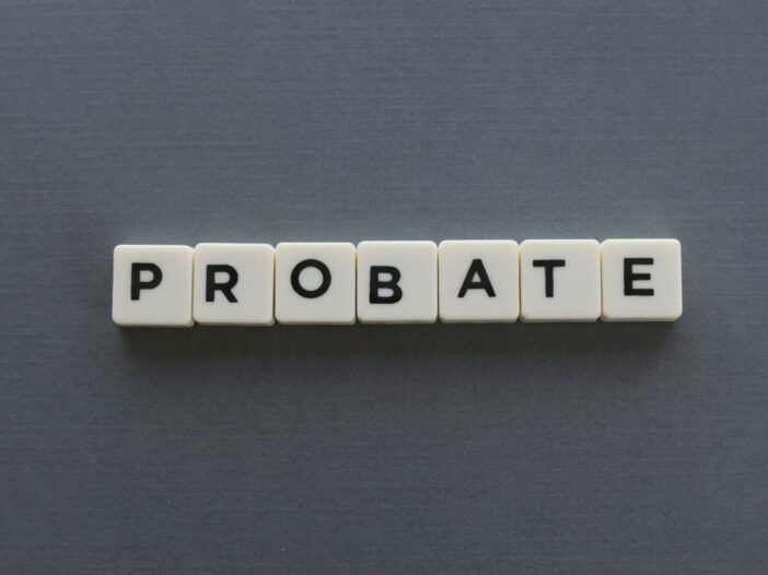 Probate word made of square letter word on grey background