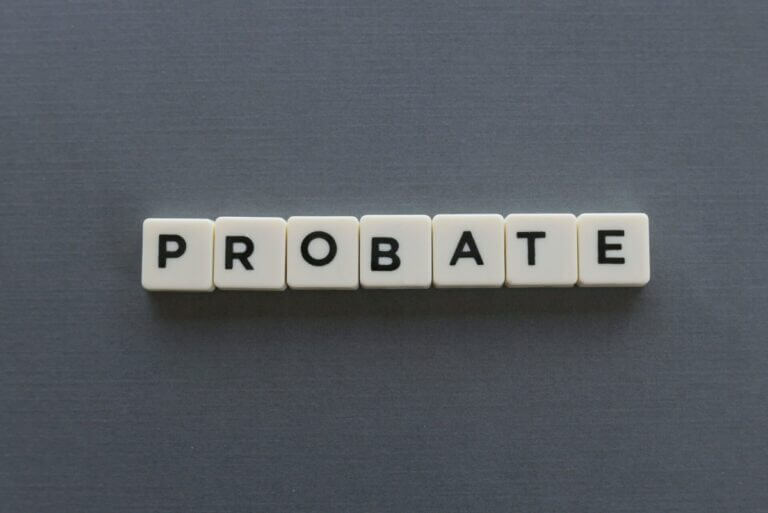 Probate word made of square letter word on grey background