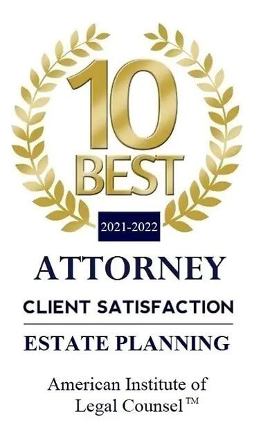 2021-2022 10 Best Estate Planning Attorney in client satisfaction badge