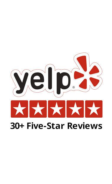 30+ Five-Star Yelp Reviews badge