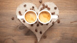 coffee cups in a heart