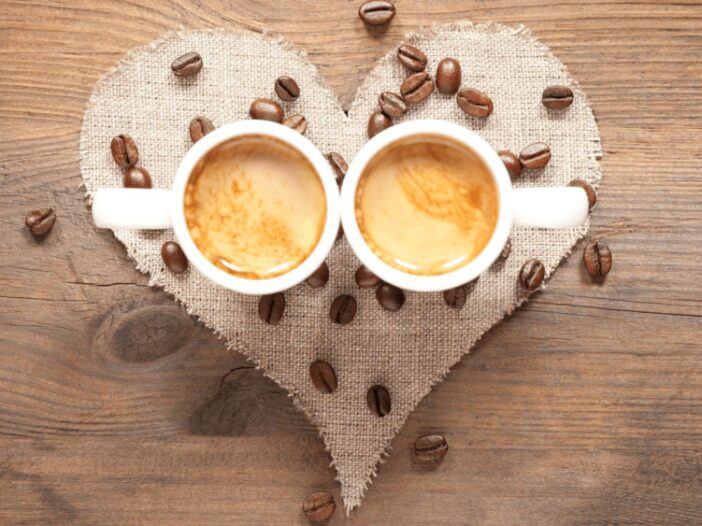 coffee cups in a heart