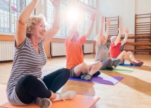 seniors doing yoga