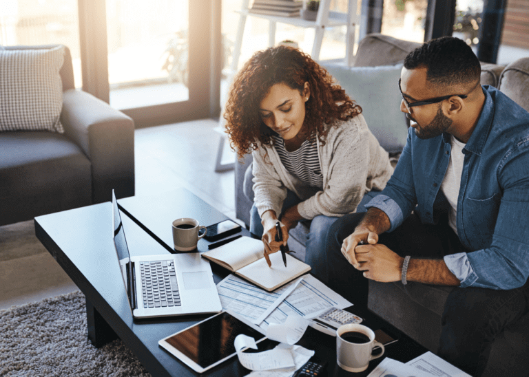 Couple reviewing their financial documents