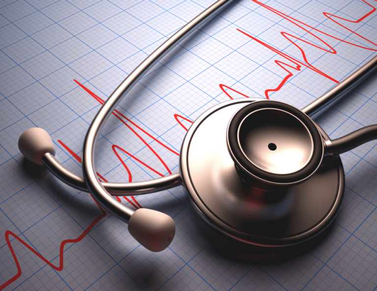 heart beat graph and stethoscope