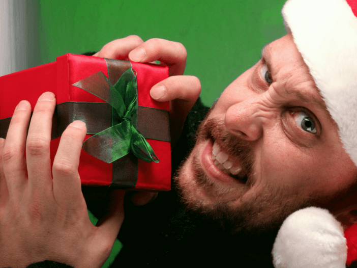 holiday scams and man stealing present