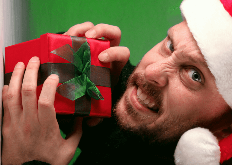 holiday scams and man stealing present