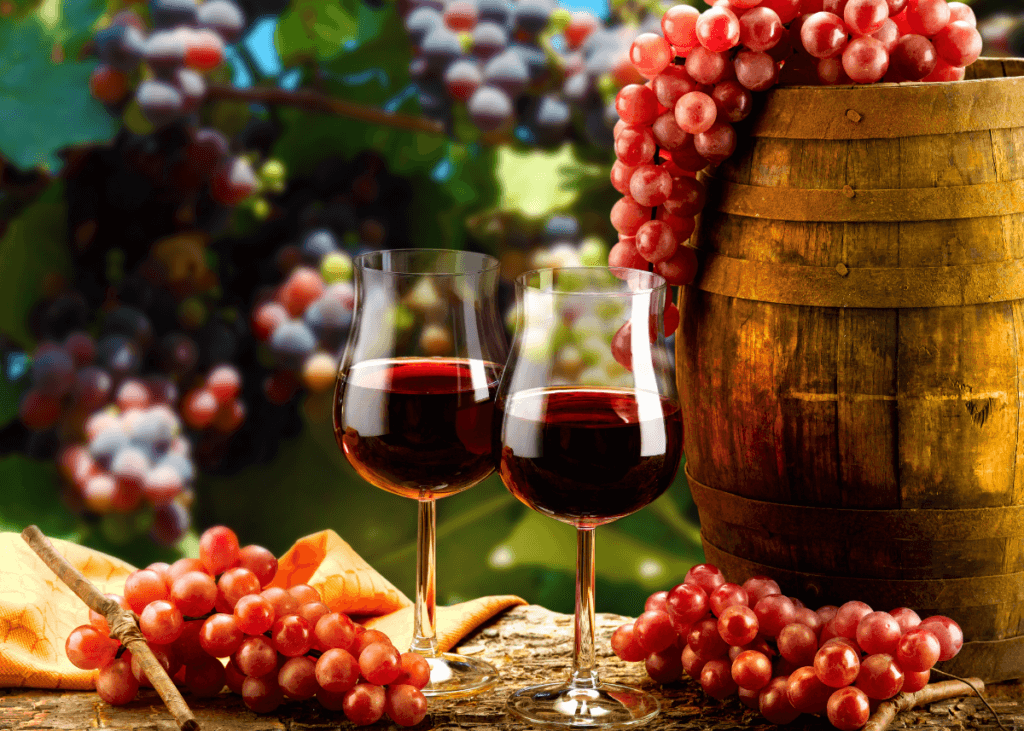 wine glasses with grapes