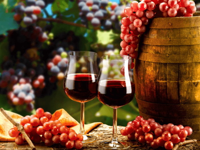wine glasses with grapes