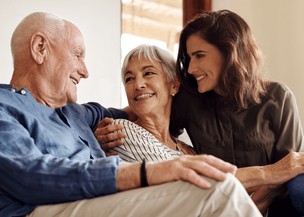 adult daughter caring for elderly parents