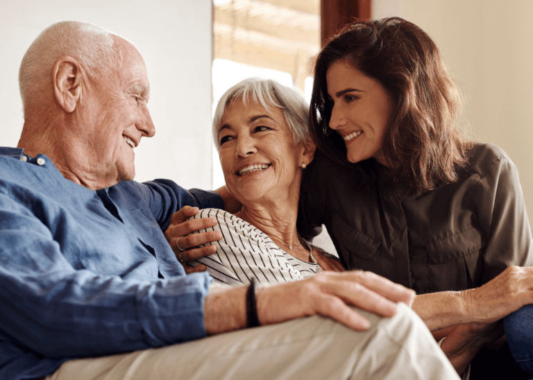adult daughter caring for elderly parents