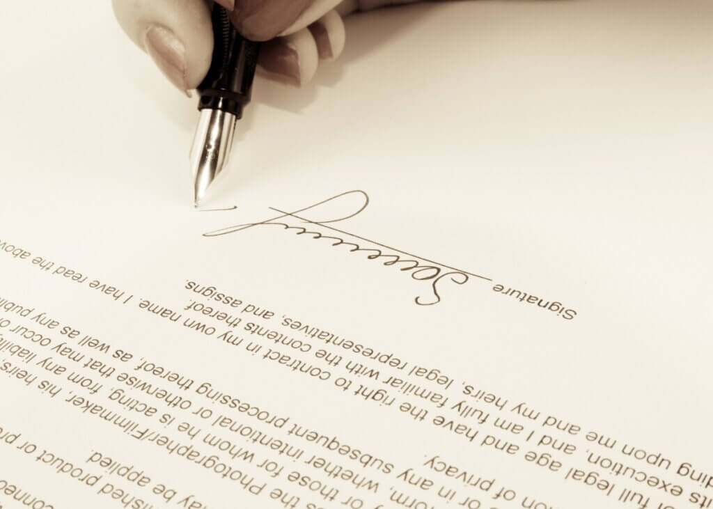 a signature on a document.