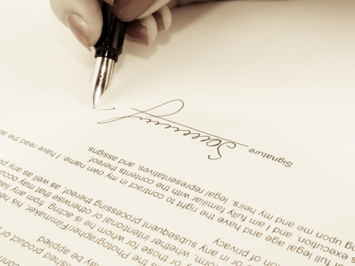 a signature on a document.