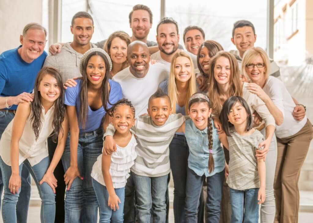 a big family gathered all together