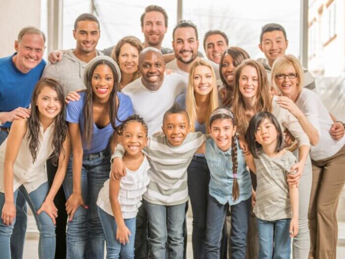 a big family gathered all together