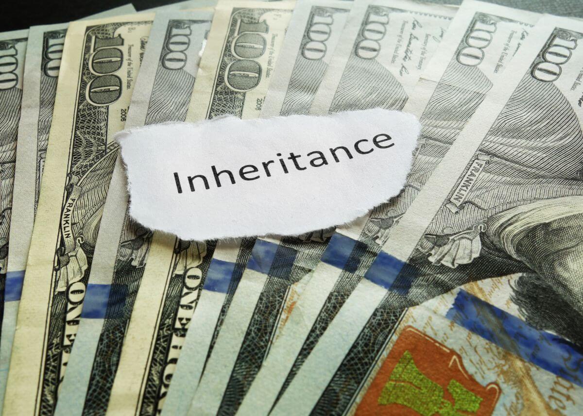 Stack of money labeled inheritance