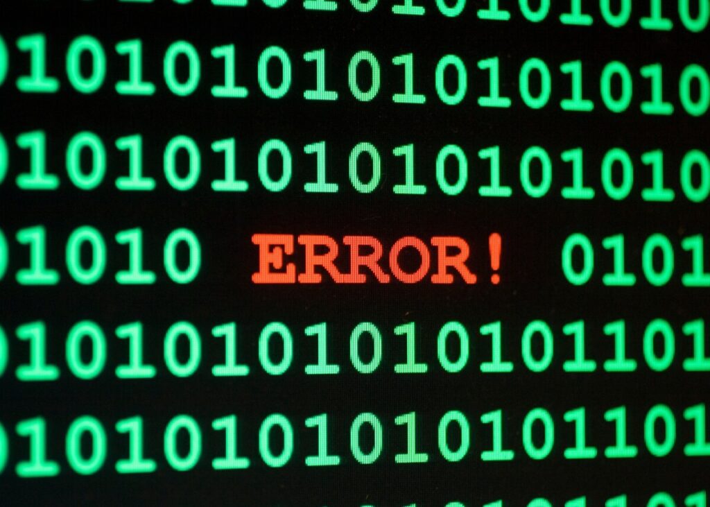 a picture that says error