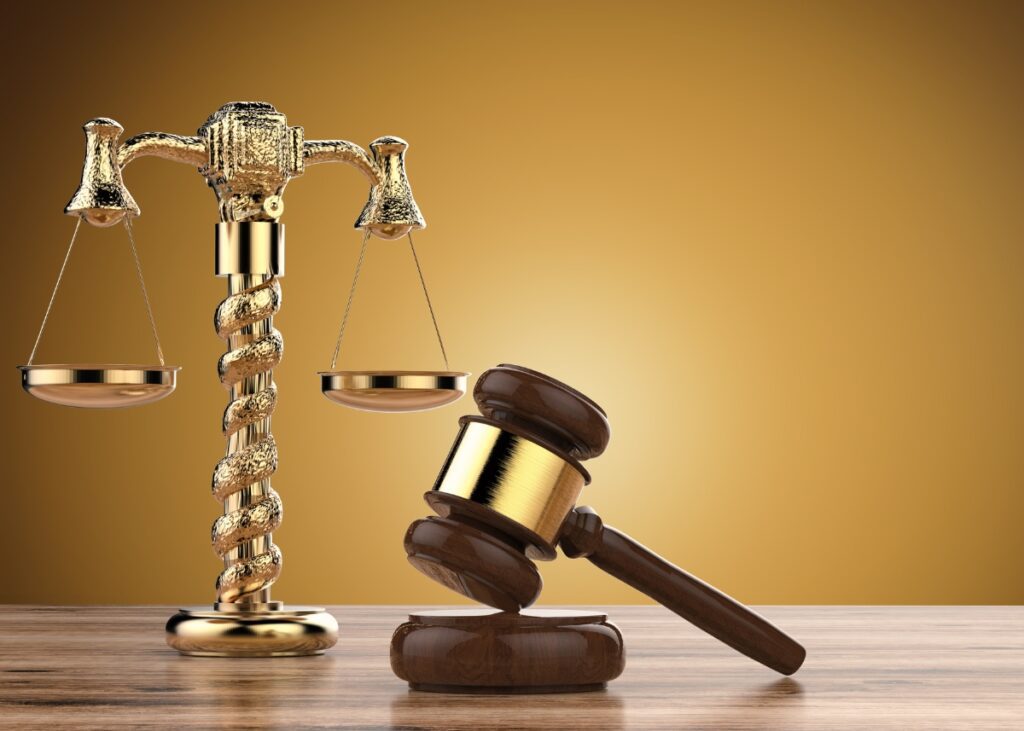 a gavel with a law being put into effect.