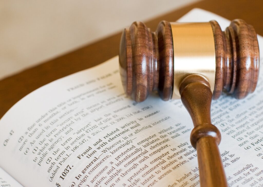 a gavel on a law dictionary