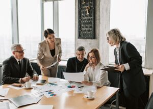 a group of advisors together doing a clients year end planning