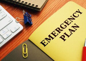 an emergency plan on a table