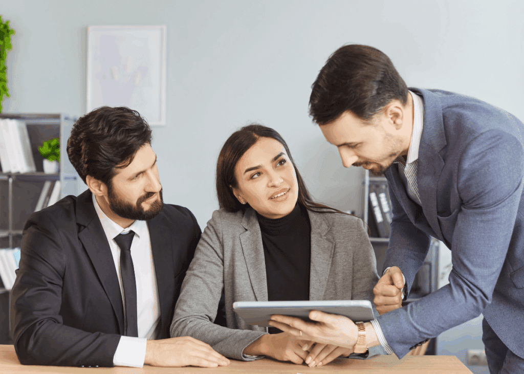 professional with clients