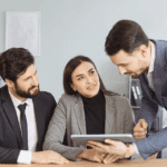 professional with clients