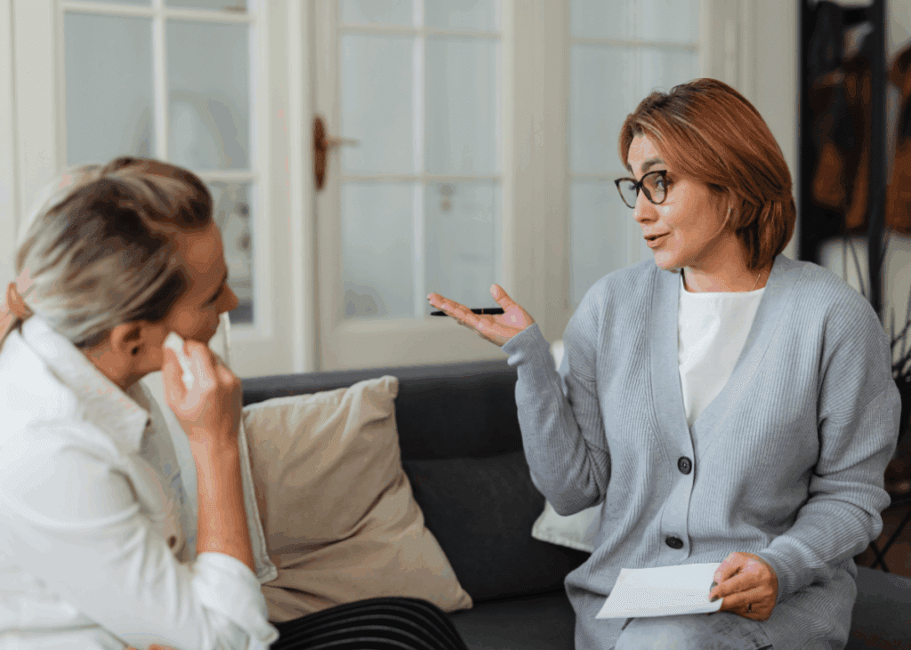 client talking to professional