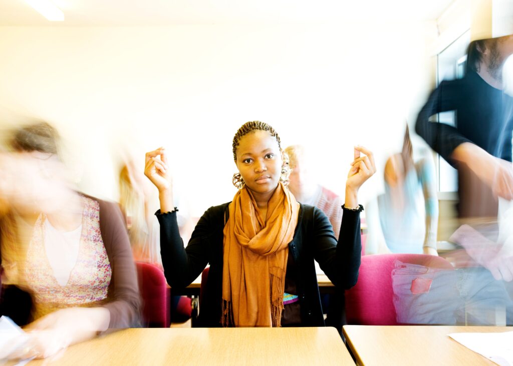 woman staying calm amongst mismanagement