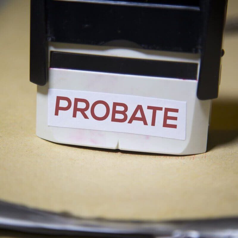 Probate stamp on a big folder of paperwork Probate stamp on a big folder of paperwork